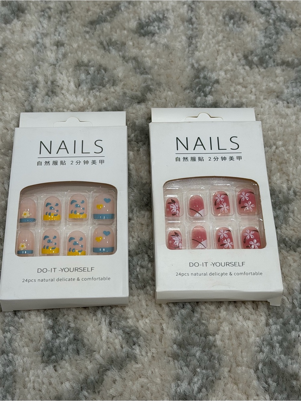Set of 2 Boxes 48-Piece Press-On Nails – Assorted Designs as Pictured
